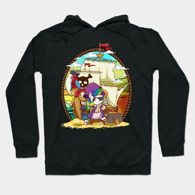 Unicorn Pirate Halloween Hoodie by E